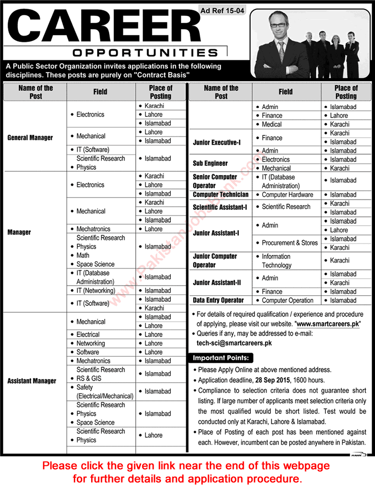 SUPARCO Jobs September 2015 Online Application Form Karachi, Islamabad & Lahore Latest