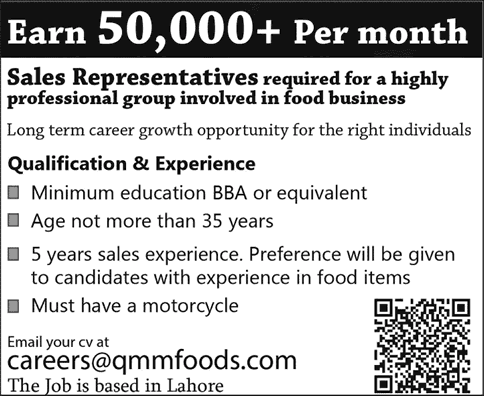 Sales Representative Jobs in Lahore 2015 October QMM Foods