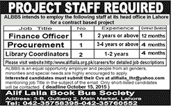 Alif Laila Book Bus Society Lahore Jobs 2015 October Finance Officer, Procurement & Library Coordinators