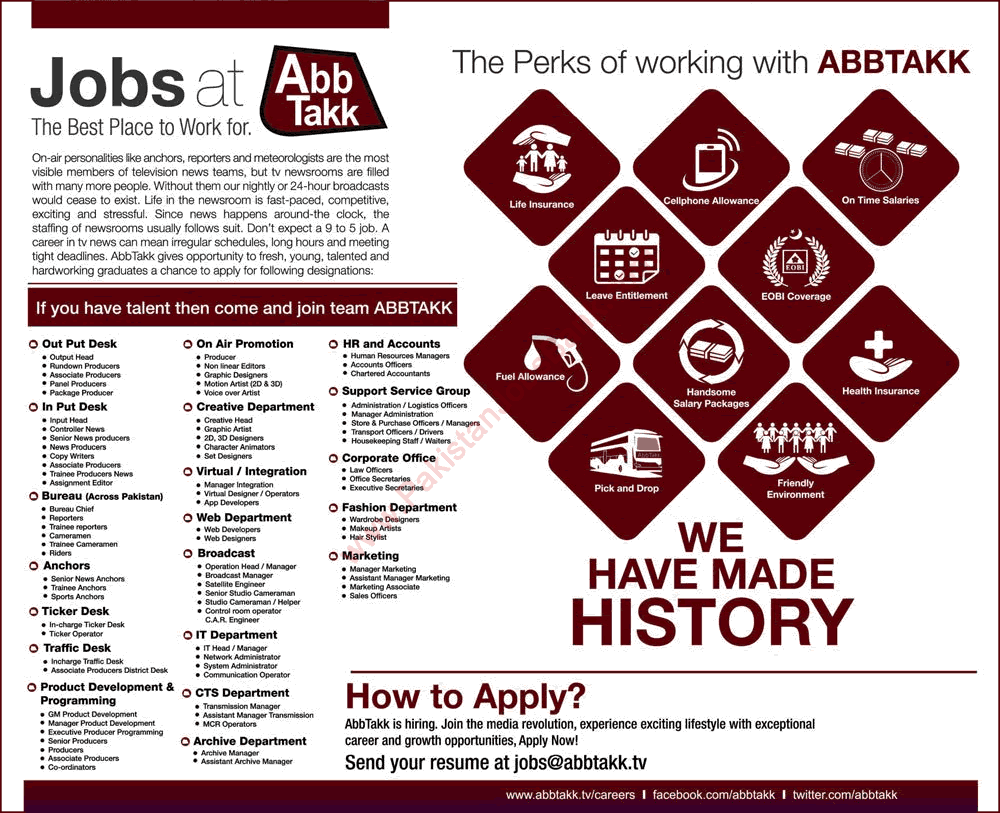 Abb Takk News Channel Jobs 2015 November Reporters, Anchors, Engineers, IT & Admin Staff