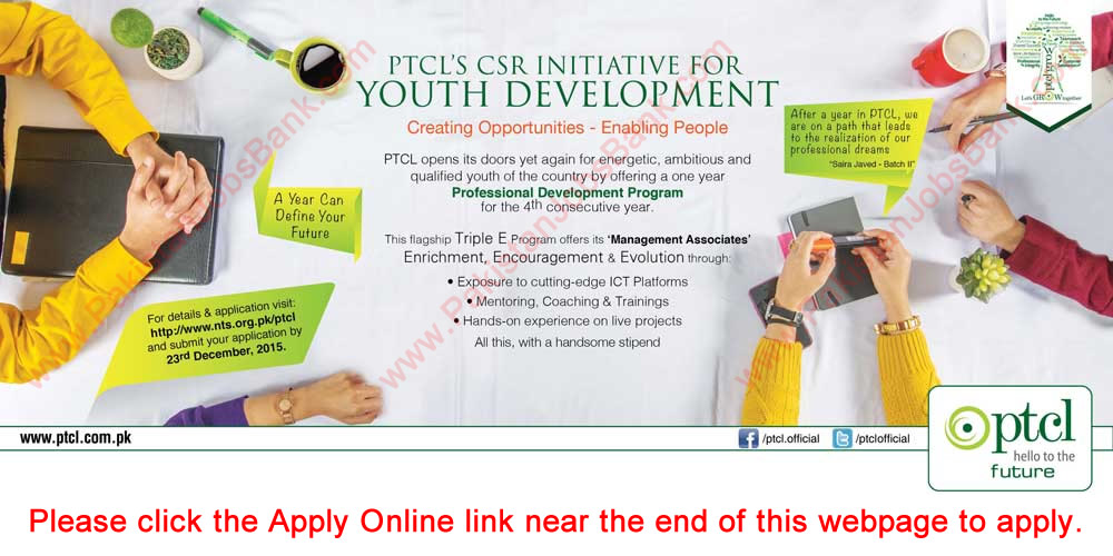 PTCL Paid Internship Program 2016 - 2015 NTS Online Application Form / Registration for Jobs