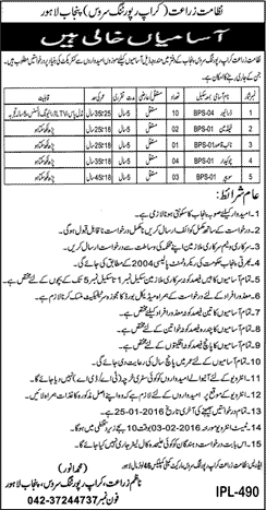 Agriculture Department Punjab Jobs 2016 Crop Reporting Service Drivers, Fieldmen & Others Latest