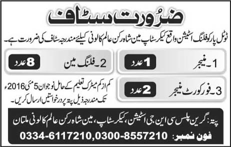 Petrol Pump Jobs in Multan May 2016 Fillingmen & Managers at a Total Parco Filling Station Latest