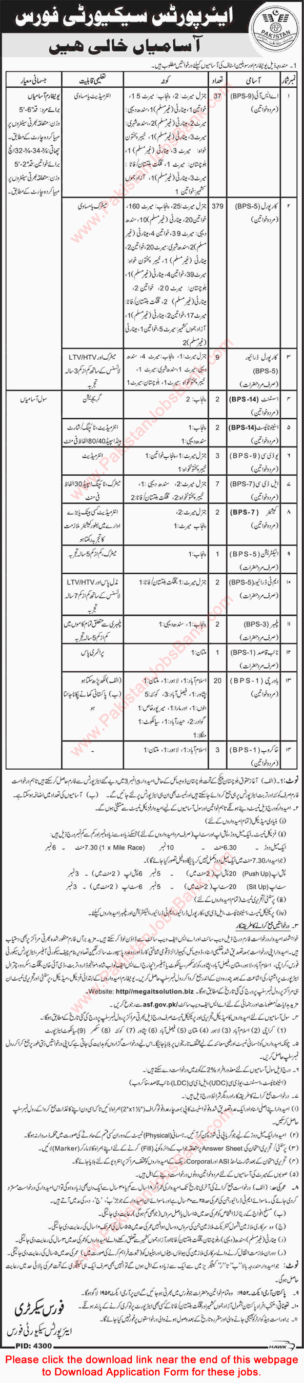 Airport Security Force Jobs May 2016 June ASF Application Form Corporals, ASI & Others Latest / New