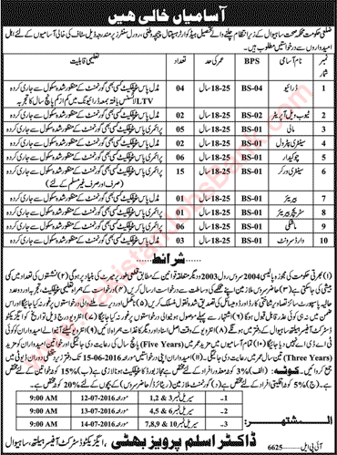 Health Department Sahiwal Jobs May 2016 June Sanitary Workers, Chowkidar, Drivers & Others Latest