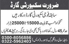 Security Guard Jobs in Lahore July 2016 for Retired Army Personnel Latest