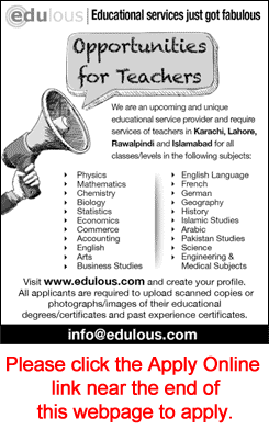 Edulous Pakistan Jobs 2016 July / August Apply Online for Teachers Latest