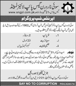 SNGPL Apprenticeships May 2017 Jobs in Sui Northern Gas Pipeline Limited Latest / New