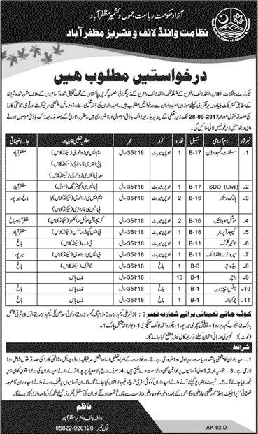 Wildlife and Fisheries Department AJK Jobs 2017 September Watchers, Social Mobilizer & Others Latest