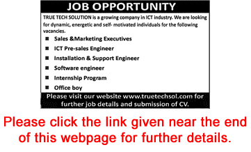 True Tech Solution Islamabad Jobs 2017 October Sales & Marketing Executives, Software Engineer & Others Latest