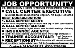 Call Centre Jobs in Karachi November 2017 Call Centre Executives, Insurance Agents & Others Latest