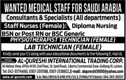 Doctors, Nurses & Medical Technician Jobs in Saudi Arabia 2017 November / December Latest