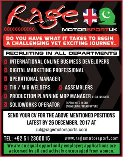 Rage Motorsport Pakistan Jobs 2017 December Online Business Developers, Marketing Professionals & Others Latest