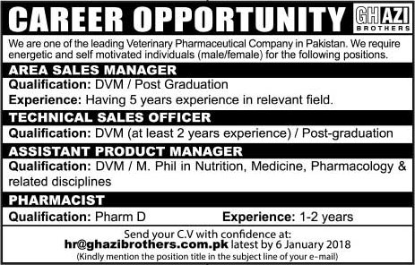 Ghazi Brothers Pakistan Jobs December 2017 Sales Officer / Manager & Others Latest
