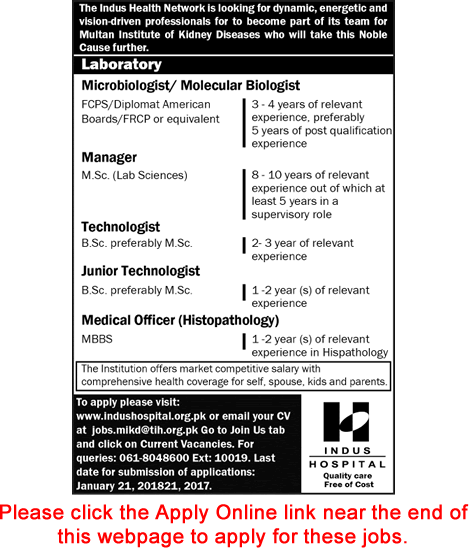 Indus Hospital Karachi Jobs 2018 Apply Online Medical Officers, Technologists  & Others Latest