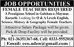 Teaching Jobs in Karachi 2018 January Female Teachers Latest