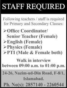 Teaching Jobs in Islamabad 2018 January Walk In Interview Latest