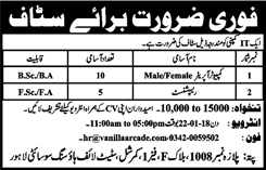 Computer Operator & Receptionist Jobs in Lahore 2018 January IT Company Latest