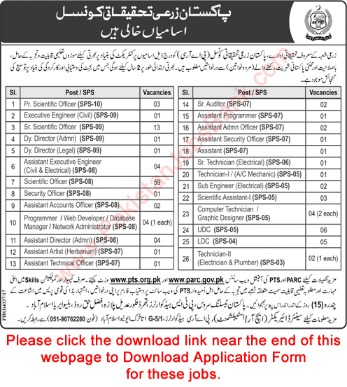 Pakistan Agriculture Research Council Jobs 2018 February PTS Application Form Download PARC Latest