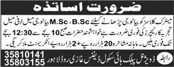Biology Teacher Jobs in Lahore April 2018 at Divisional Public High School Latest