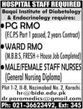 Baqai Institute of Diabetology and Endocrinology Karachi Jobs 2018 April Medical Officers & Nurses Latest