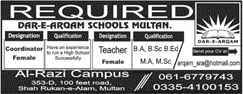 Dar-e-Arqam School Multan Jobs April 2018 Female Teacher & Coordinator Latest