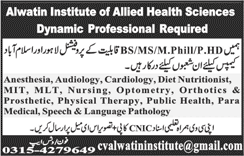 Specialist Doctor Jobs in Lahore May 2018 Alwatin Institute of Health Sciences Latest