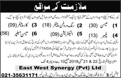 East West Synergy Pvt Ltd Karachi Jobs 2018 May Mason Helpers, Painters & Others Latest