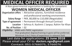 Women Medical Officer Jobs in Pakistan June 2018 NGO Latest