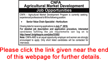 Value Chain Specialist Jobs in CFNA Agriculture Development Program 2018 June Latest