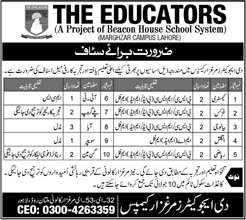 The Educators School Lahore Jobs June 2018 Teachers & Others at Marghzar Campus Latest