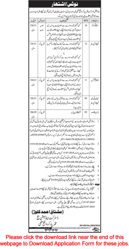 District and Session Court Tharparkar Mithi Jobs 2018 July STS Application Form Download Latest