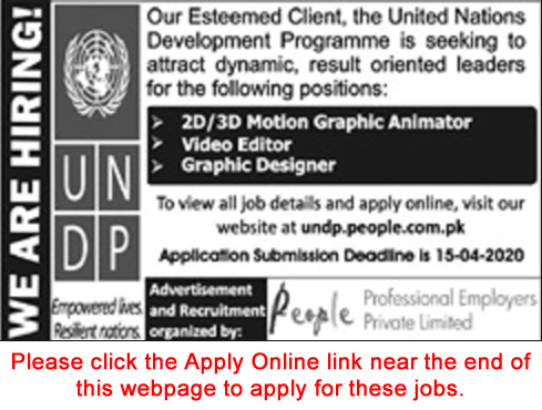 UNDP Pakistan Jobs 2020 April Apply Online Graphic Designer & Others Latest