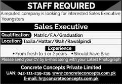 Sales Executive Jobs in Pakistan May 2020 Taxila / Hattar / Wah / Rawalpindi Latest