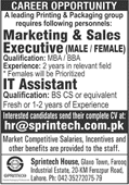 Sprintech House Lahore Jobs 2020 June Marketing / Sales Executives & IT Assistant Latest