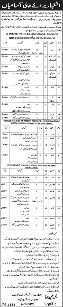 Social Welfare Department Punjab Jobs 2022 April / May Computer Operator, Driver & Others Latest