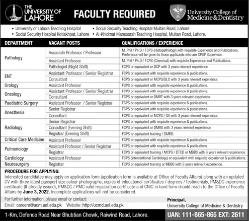 Teaching Faculty Jobs in University of Lahore May 2022 June UOL Latest