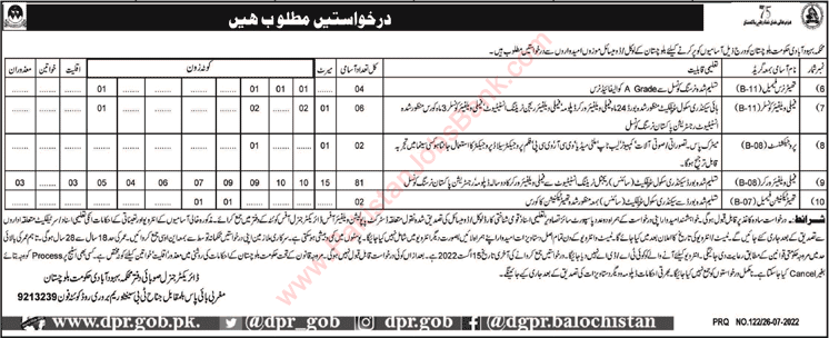 Population Welfare Department Balochistan Quetta Jobs July 2022 Family Welfare Workers & Others Latest