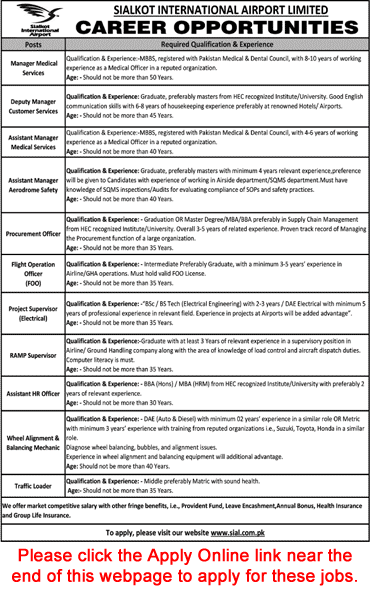 Sialkot International Airport Jobs August 2022 Apply Online Assistant Managers & Others Latest