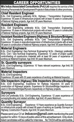Indus Associated Consultants Jobs December 2023 Engineers, Surveyors & Inspectors Latest
