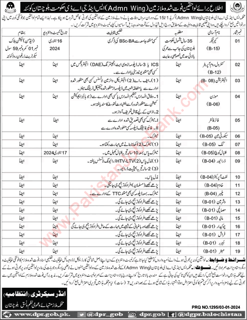 Services and General Administration Department Balochistan Jobs 2024 S&GAD Deceased Employees Children Latest