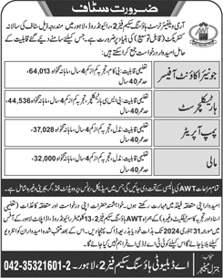 Army Welfare Trust / AWT Housing Scheme Lahore Jobs 2024 Accounts Officer & Others Latest