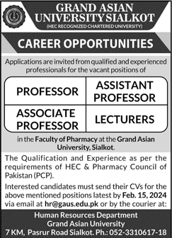 Teaching Faculty Jobs in Grand Asian University Sialkot 2024 Associate / Assistant Professors & Lecturers Latest