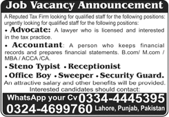 Tax Firm / Company Jobs in Lahore 2024 Receptionist, Accountant & Others Latest