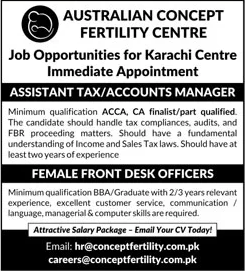Australian Concept Fertility Center Karachi Jobs February 2024 Latest