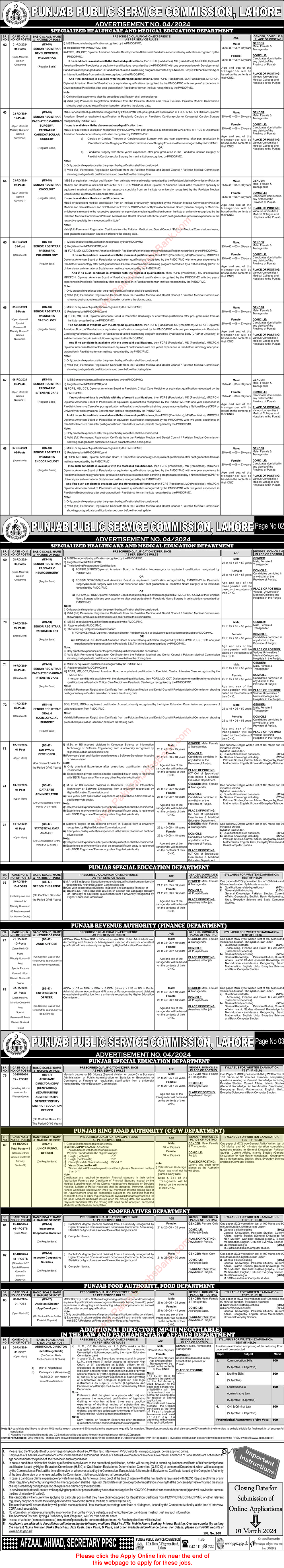 Junior Patrol Officer Jobs in Punjab Ring Road Authority 2024 February C&W Department PPSC Apply Online Latest