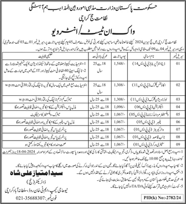 Directorate of Hajj Karachi Jobs 2024 April Madina-tul-Hujjaj Ministry of Religious Affairs Latest