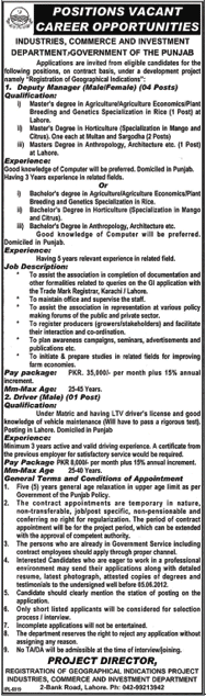 Management Job at Department of Industries, Commerce and Investment (Govt. Job)