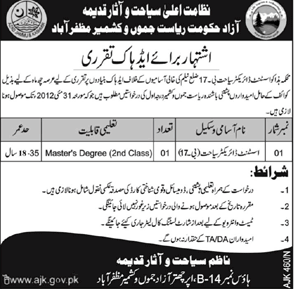 Assistant Director Required at Azad Jammu and Kashmir Government