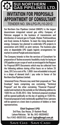 Consultant Required at Sui Northern Gas Pipelines Limited (SNGPL)